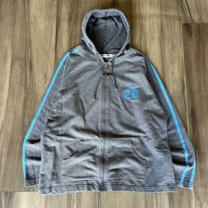 Extra Touch Sportswear Womens 2X Gray Blue Stripe Foxy 26 Zip Hoodie Rhinestone